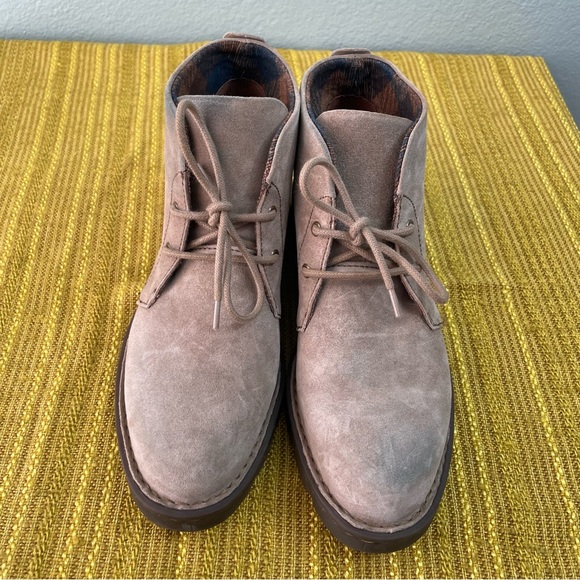 Born | Light Brown Suede Lace-Up Ankle Booties | Banni Taupe - Picture 3 of 15